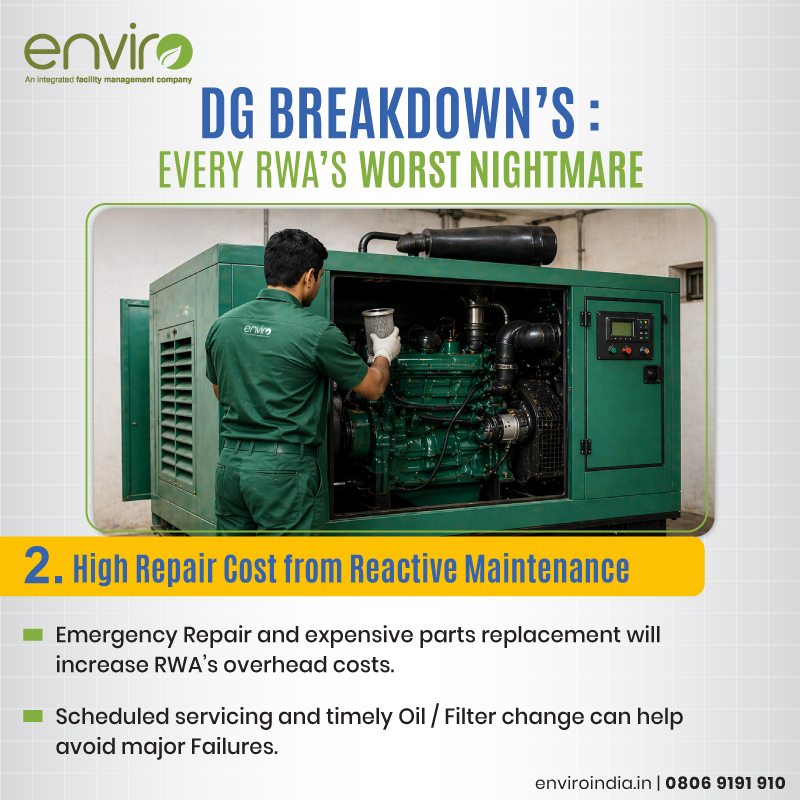 enviro_india's tweet image. DG breakdowns puts all #Residents, RWA and #FMCompanies on edge. How to mitigate this problem.

#DGMaintenance #PowerBackup #PreventiveMaintenance #DGSet #PowerSolutions #RWA #ResidentialManagement #AMCServices #Enviro #FacilityManagement #IFMS #BuildingMaintenance