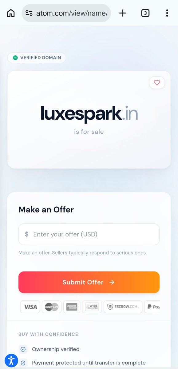 scartixofficial's tweet image. Offer your best price luxespark.in

💎 Niche: Jewelry, Fashion, Beauty, or Luxury Decor.
✅ Key Features:
Short, Memorable &amp;amp; Brandable.
#premiumdomain
#domainforsale
#atom