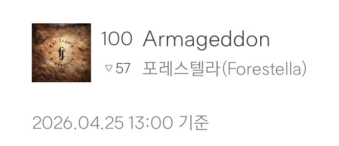 🚨🚨 벅스 차트아웃 위기❗❗🚨🚨
벅스 현재 100위😱
여러분 벅스 스밍 잡아주세요!!!
숨스밍 하는 숲별은 스밍체크,
숨스밍 어렵다면 지금 바로 재생해 주셔야 차트 위로 올라갈 수 있습니다!!