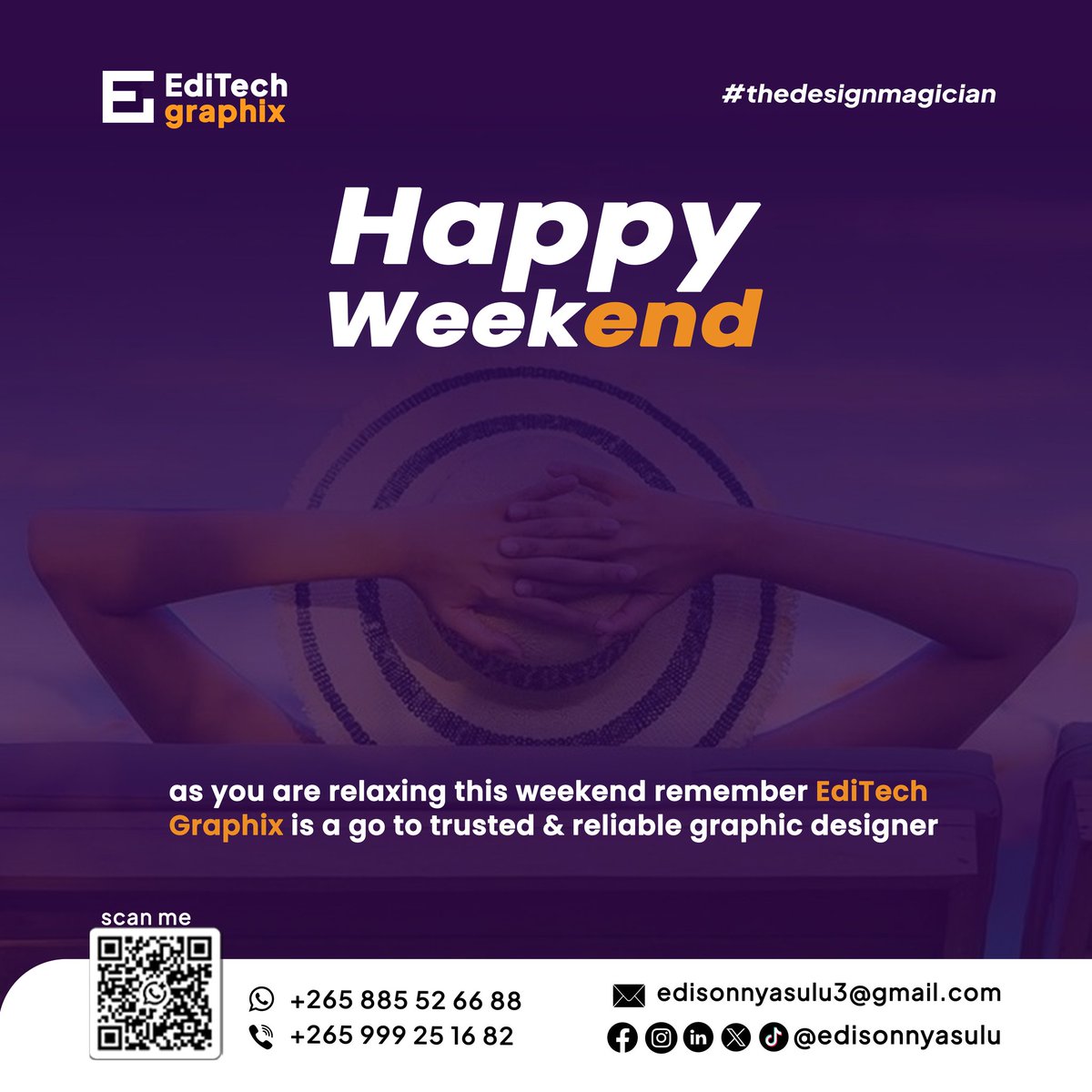 Editechgraphix's tweet photo. #EdiTechgraphix
#graphicdesign
#happyweekend 

😊 Happy weekend to all our valued customers. We are ready to cover you this weekend on your next graphic designing work 👷. https://t.co/Vz4g2YDiRi