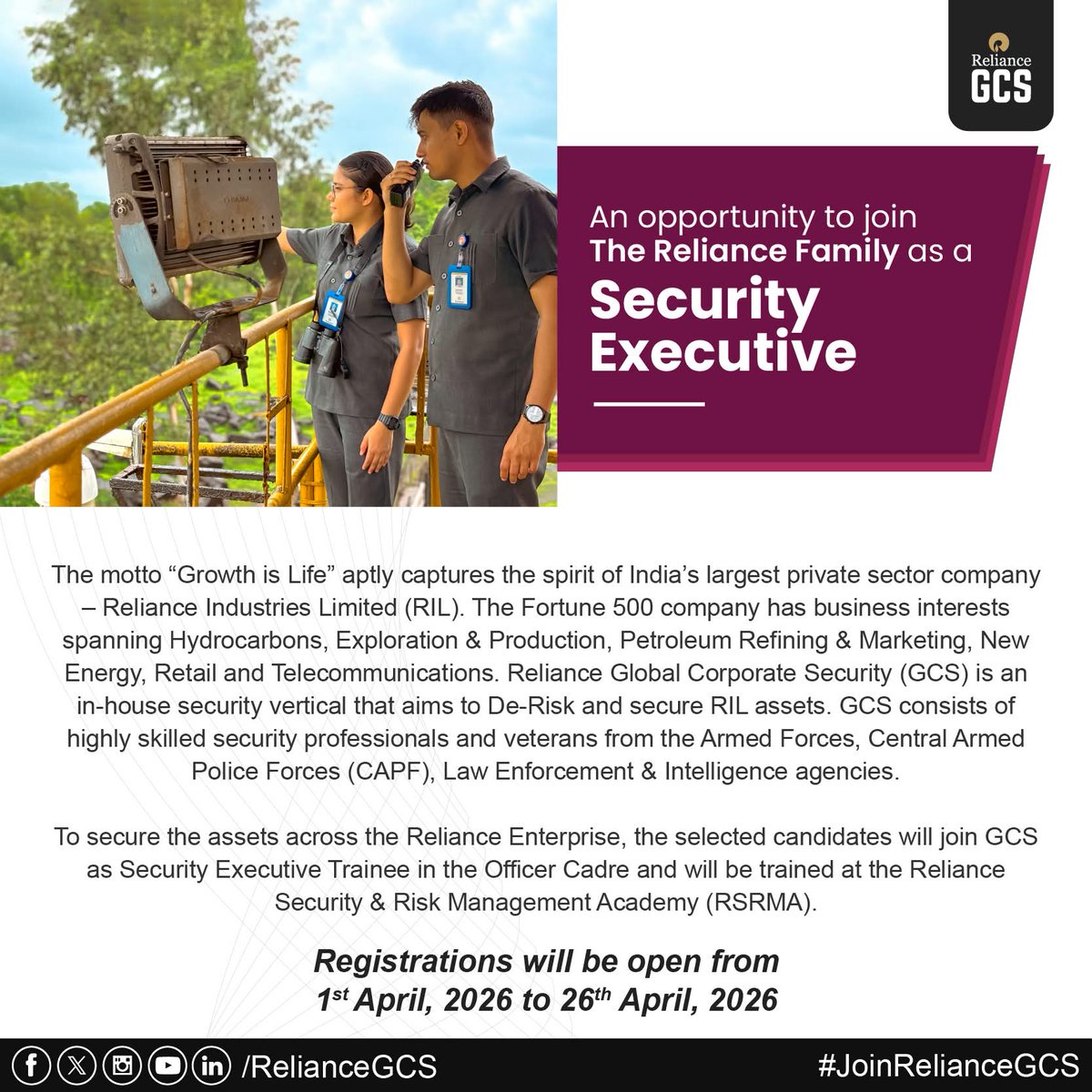 Reliance GCS tweet media