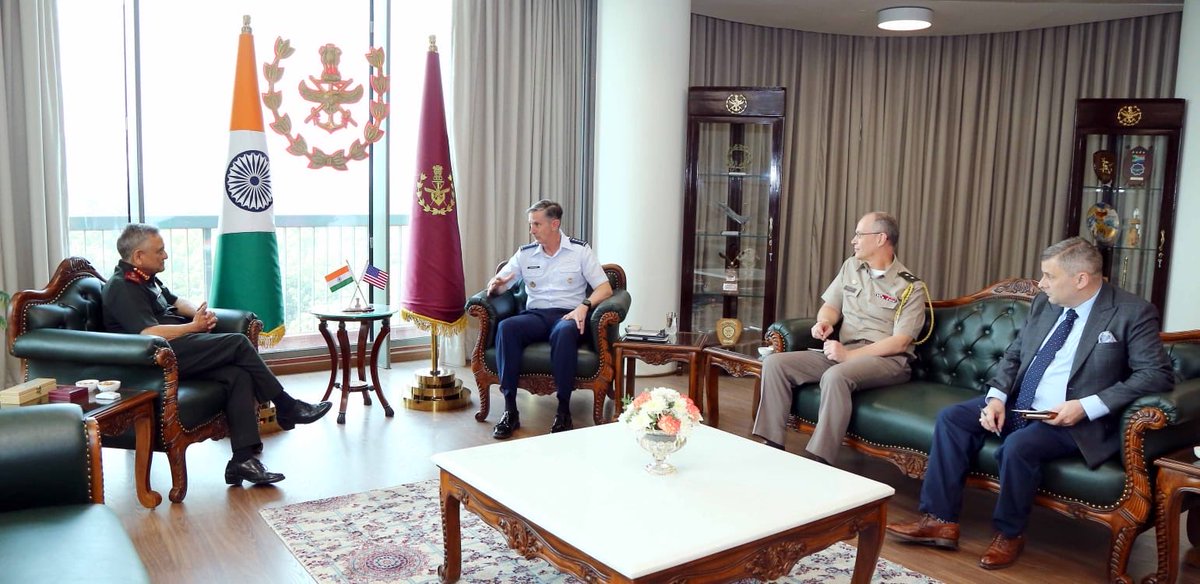 HQ_IDS_India's tweet image. General Anil Chauhan #CDS engaged with General Kevin B Schneider, Commander, Pacific Air Force and Air Component Commander, US Indo-Pacific Command reaffirming the deepening strategic convergence between India and the US. 

Deliberations underscored a shared resolve towards