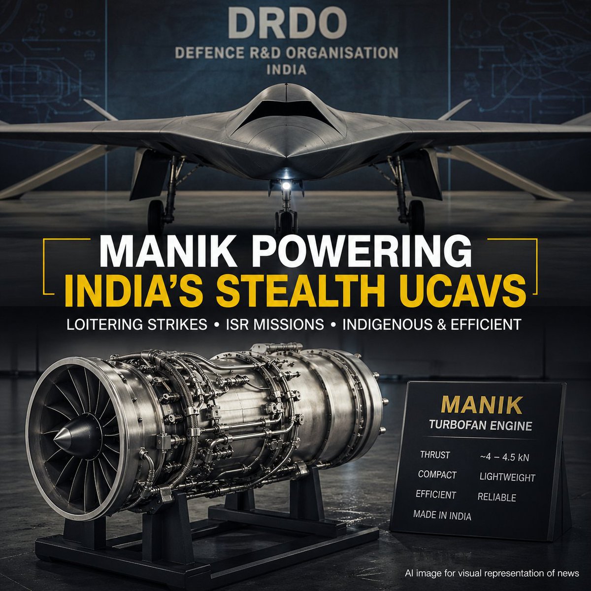 DRDO’s Manik turbofan, a compact ~4–4.5 kN engine, could power medium ...