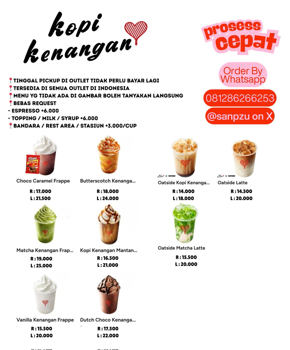 sanpzu's tweet photo. halo guys! aku open jasa order kopi kenangan harga promo under aplikasi / outlet yaa 🦭💐  

no fee tambahan guys! cuss langsung DM atau WA aja, prosess cepet guys hitungan menit 🌷

💳 Payment All e-wallet / QRIS 

☎️ https://t.co/5URM7d69o6

t. jasdor kopken wts wtb #zonauang https://t.co/88ph0iDWTQ