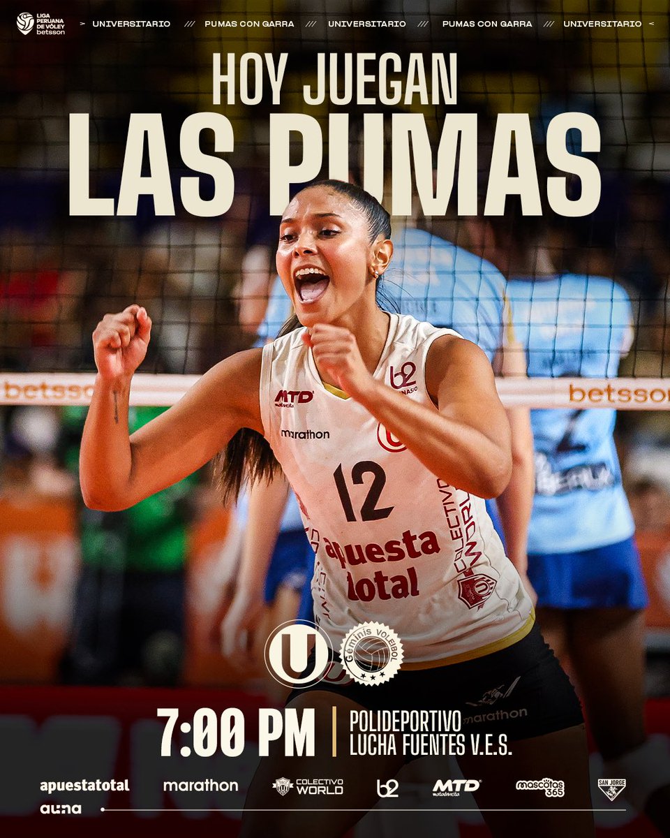 𝗛𝗢𝗬 𝗝𝗨𝗘𝗚𝗔𝗡 𝗟𝗔𝗦 𝗣Ⓤ𝗠𝗔𝗦 🔥 

🏐 𝘜𝘯𝘪𝘷𝘦𝘳𝘴𝘪𝘵𝘢𝘳𝘪𝘰 𝘷𝘴. 𝘎𝘦́𝘮𝘪𝘯𝘪𝘴 

🏆𝘛𝘦𝘳𝘤𝘦𝘳 𝘱𝘶𝘦𝘴𝘵𝘰 (𝘷𝘶𝘦𝘭𝘵𝘢 ) - 𝘓𝘗𝘝

🏟️ 𝘗𝘰𝘭𝘪𝘥𝘦𝘱𝘰𝘳𝘵𝘪𝘷𝘰 𝘓𝘶𝘤𝘩𝘢 𝘍𝘶𝘦𝘯𝘵𝘦𝘴 

⏰ 07:00 𝘱.𝘮.

#PumasConGarra
