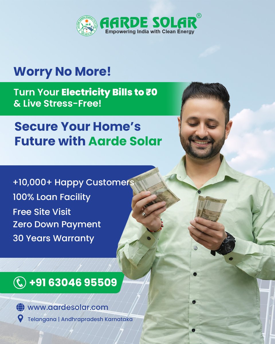 aardesolars's tweet photo. Worried about rising electricity bills every month? Now it’s time to take control. https://t.co/GnAuRDDVIn