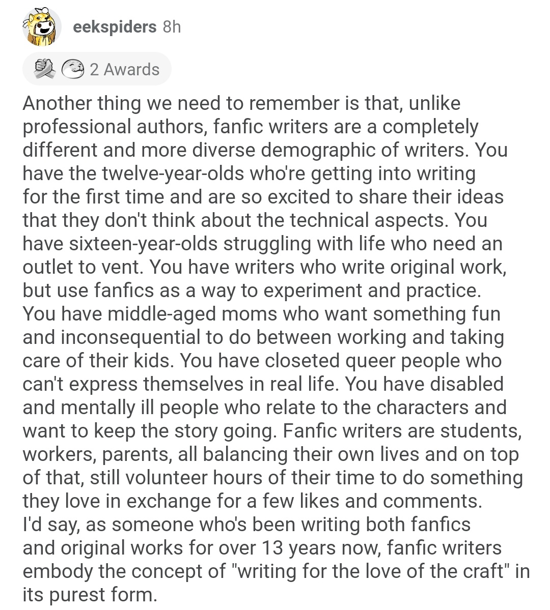 kalo yg ditulis fanfic gretongan lu nggak berhak sok sok kritik. fanfic itu BUKAN karya tulis profesional. lu bisa baca itu gratis, penulisnya ngga maksa lu baca, ditulis di waktu luang, LU NGGAK BERHAK SOK SOK JADI KRITIKUS BUAT BARANG YANG LU DAPET CUMA2 ANJJJJJJ