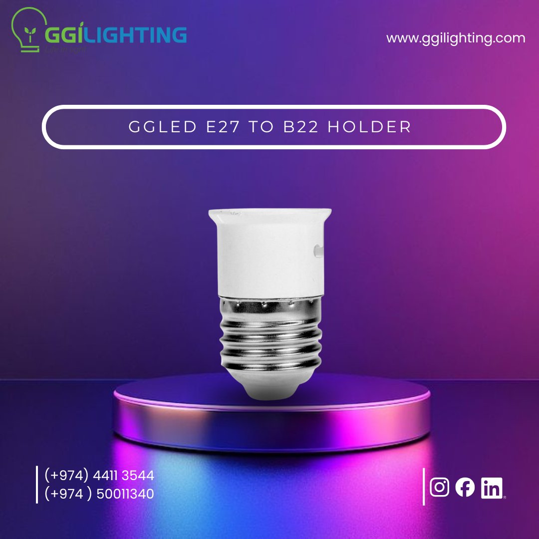 gogreenintl's tweet image. Seamlessly adapt your lighting with professional-grade reliability 💡✨

The GGLED E27 to B22 Holder is the perfect solution for converting your standard Edison screw (E27) sockets to accommodate B22 bayonet-base bulbs. 
#GGILighting #GGLED #LightingSolutions #LampAdapter