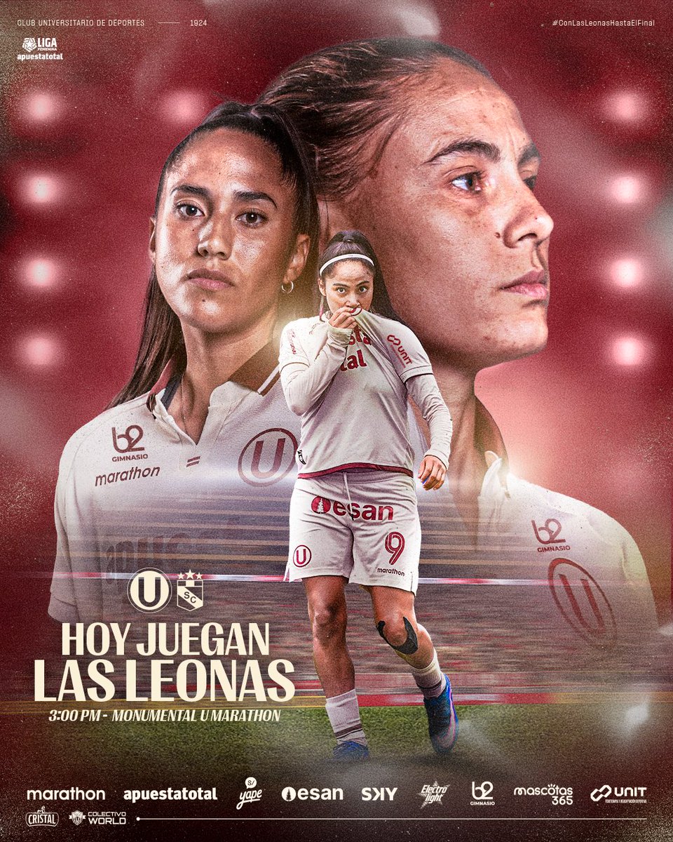 ¡𝗛𝗢𝗬 𝗝𝗨𝗚𝗔𝗡 𝗟𝗔𝗦 𝗟𝗘𝗢𝗡𝗔𝗦!🔥🦁

⚽ 𝘜𝘯𝘪𝘷𝘦𝘳𝘴𝘪𝘵𝘢𝘳𝘪𝘰 𝘷𝘴. 𝘚𝘱𝘰𝘳𝘵𝘪𝘯𝘨 𝘊𝘳𝘪𝘴𝘵𝘢𝘭

🏆 𝘓𝘪𝘨𝘢 𝘍𝘦𝘮𝘦𝘯𝘪𝘯𝘢 

⏱️ 3:00 𝘱.𝘮.

🏟️ 𝘔𝘰𝘯𝘶𝘮𝘦𝘯𝘵𝘢𝘭 𝘜 𝘔𝘢𝘳𝘢𝘵𝘩𝘰𝘯

🎟️ Entradas en el link de la bio

#ConLasLeonasHastaElFinal