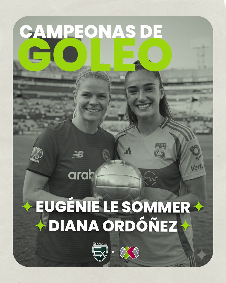 ¡DOBLE CORONA! 👑

Felicidades a Diana y Eugénie por consagrarse campeonas de goleo (18 tantos) del #Clausura2026. 

Para Ordoñez, el rugido de gol que toda la afición tigre esperaba; para Le Sommer, la confirmación de su clase mundial ahora vestida de Diabla. 👏🏻

#ligamxfemenil