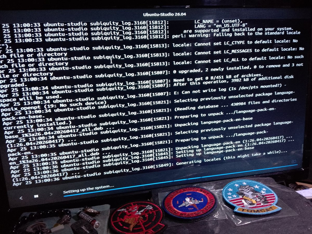 Ubuntu Studio 26.04 installation on my test machine in progress.
