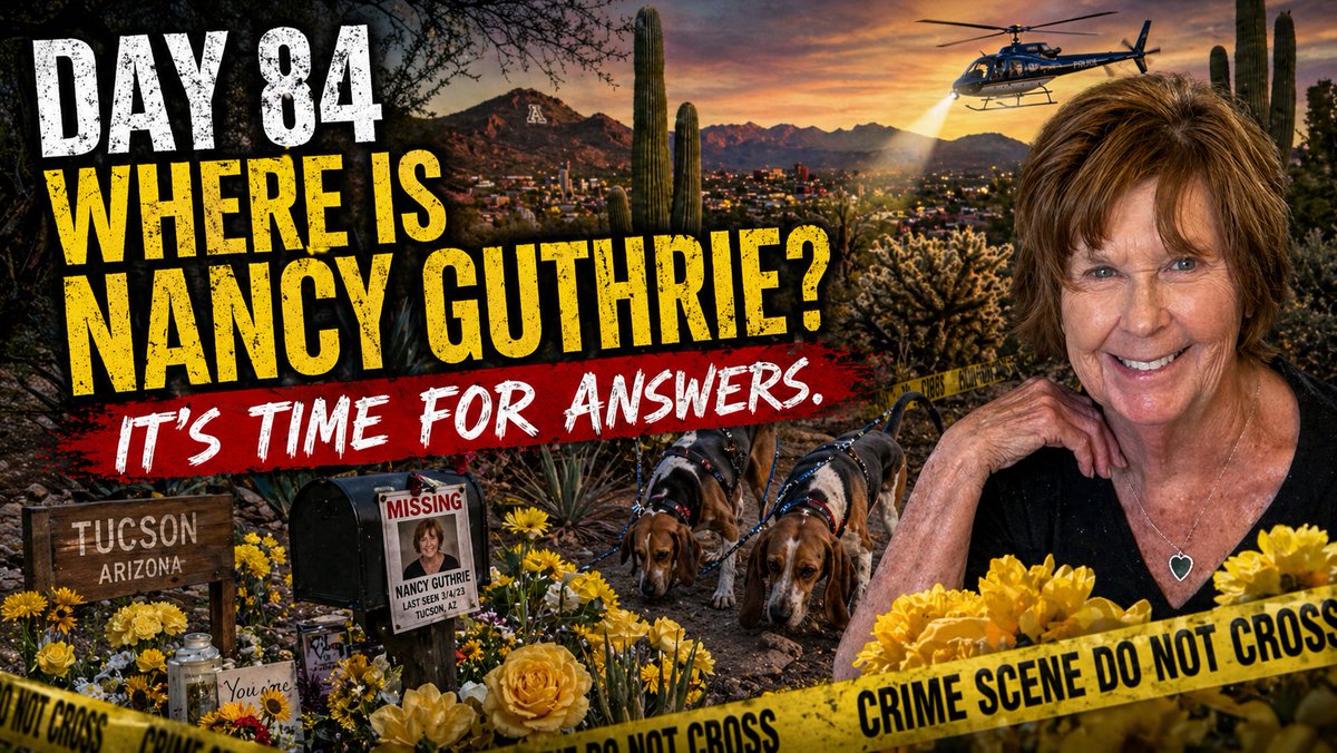 325crimegirl's tweet image. Day 84.

An 84-year-old woman disappears. What happened to Nancy Guthrie? 

Someone knows something. Who took Nancy and where is she? 

#NancyGuthrie #MissingPerson #Tucson #TrueCrime #WhereIsNancyGuthrie