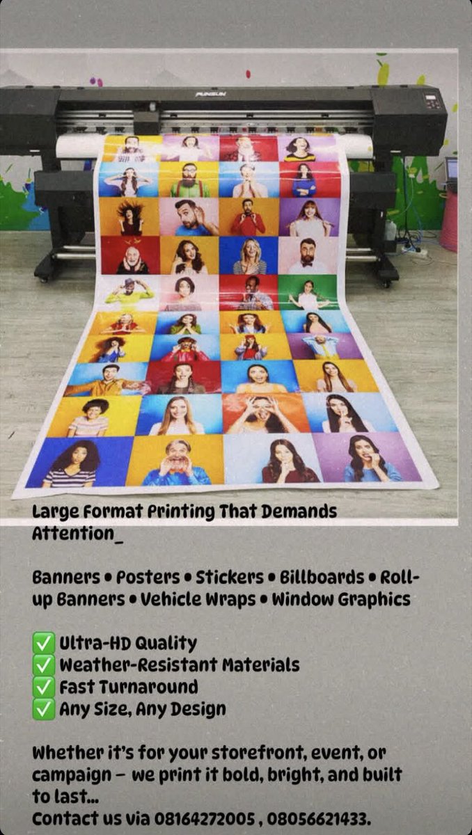 OgbaJr's tweet photo. @iamnasboi Large Format Printing 

Banners • Posters • Stickers • Billboards • Roll-up Banners • Vehicle Wraps • Window Graphics  

Ijebu ode , Ogun State. https://t.co/u8PHYKwTUd