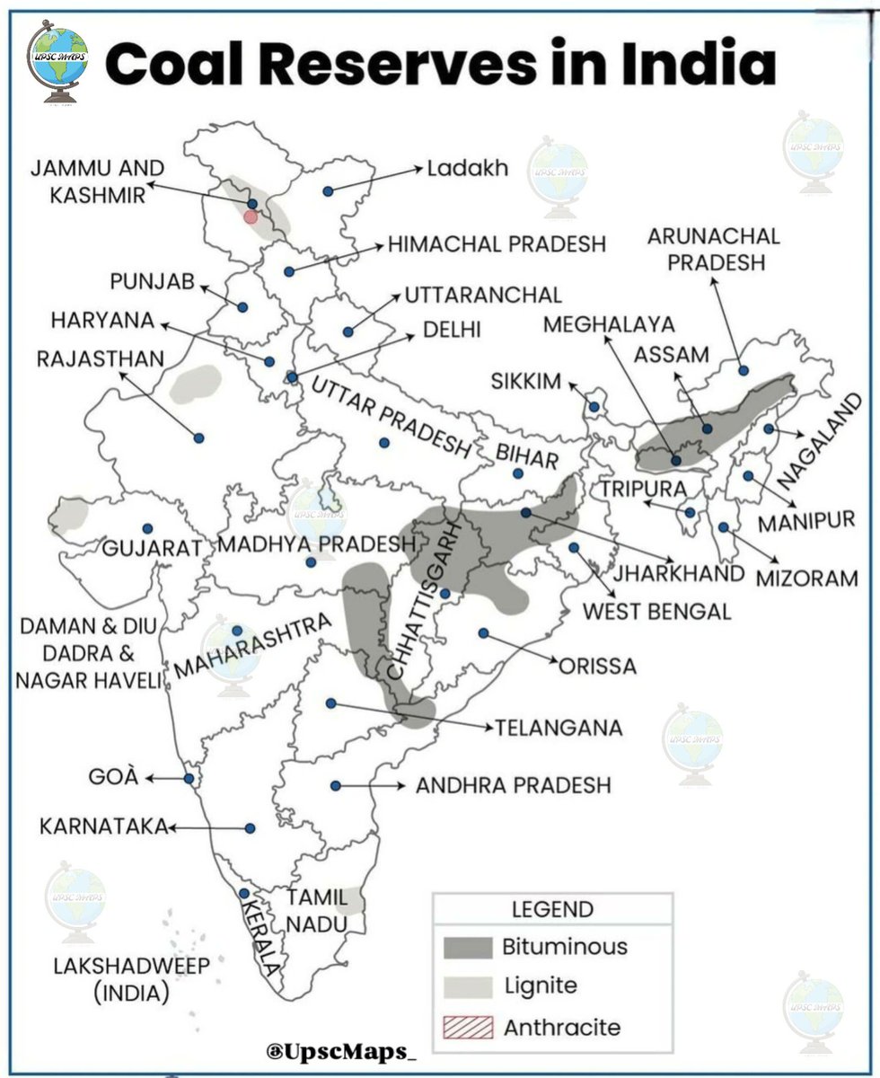 UPSC_Maps_'s tweet photo. Where coal exists, industries rise the foundation of Economic Geography | Through Maps 🗺️.
#CoalReservesinIndia #Geographyofindia #upscmaps_ #upscaspirants #sscaspirants https://t.co/K2YZltm0xy
