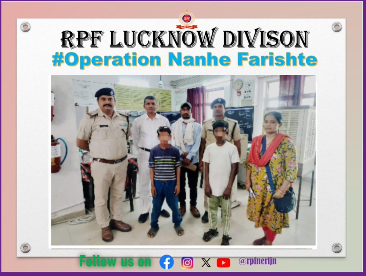 rpfnerljn's tweet image. 🚨 #OperationNanheFarishte
"No child is alone—we are here to help."
RPF Badshahnagar 👮‍♂️ rescued 2 minor boys from PF-02 and safely handed them over to Childline for care and assistance.
#RPFIndia #ChildSafety #PassengerCare #RailwaySecurity @rpfner @drmljn