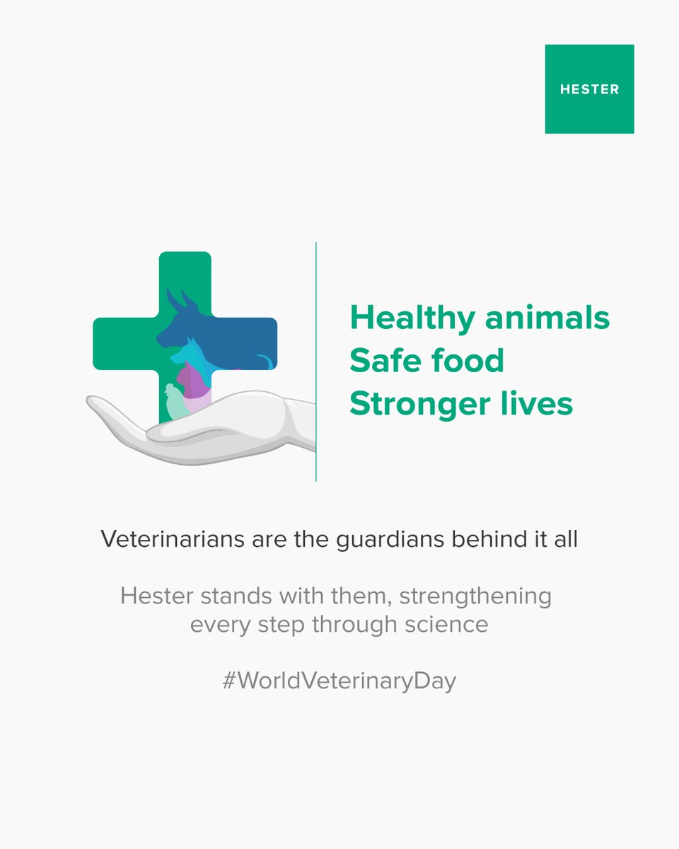 Hesterindia's tweet image. On World Veterinary Day, we acknowledge the contribution of veterinary professionals in building resilient animal health ecosystems through science and prevention.

#WorldVeterinaryDay #PreventiveCare #AnimalHealth