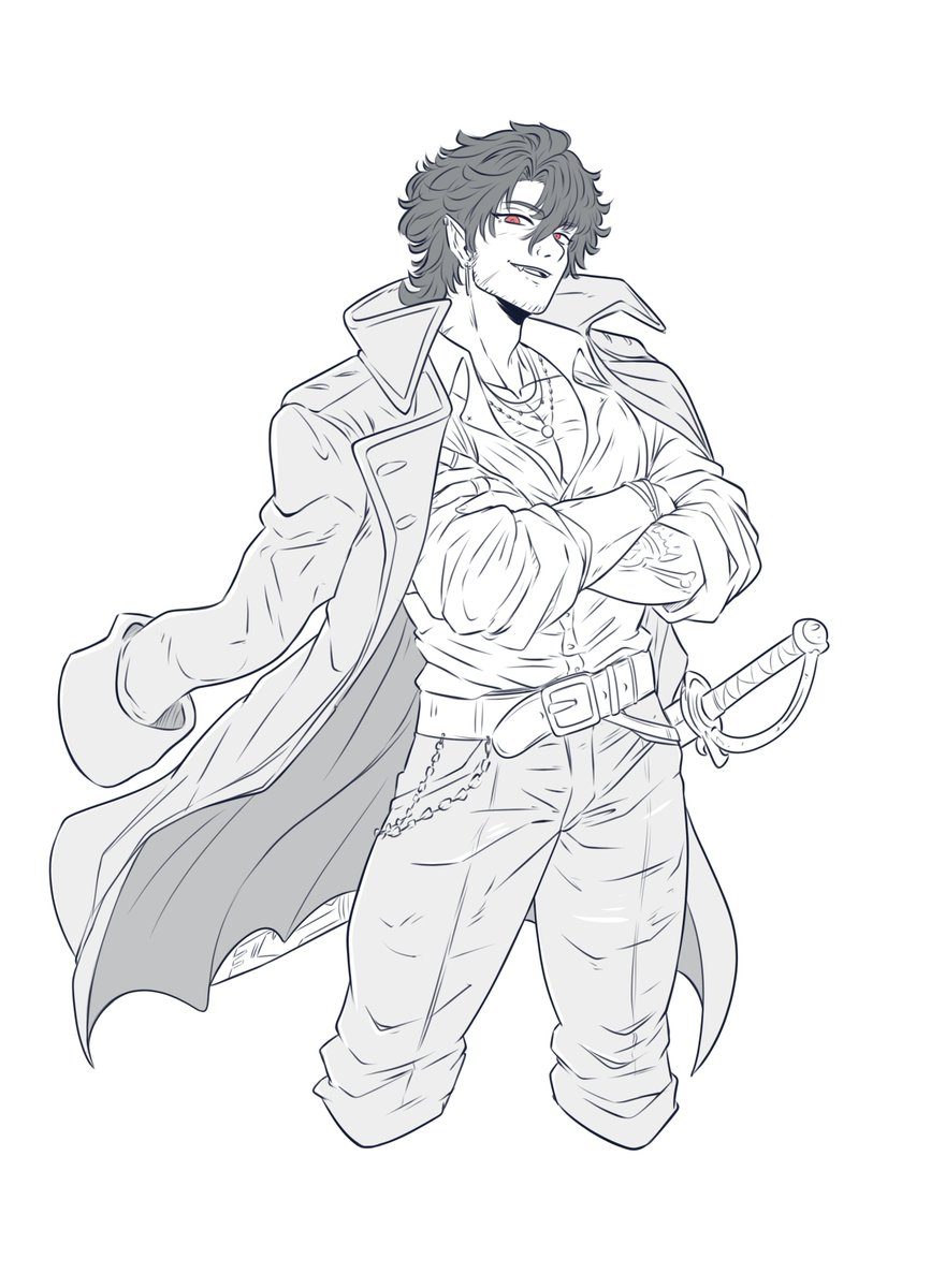 Northmancreates's tweet image. Tonight's pic brought to you by @TakaraMoonstar and her extreme need for a vampire pirate version of her boy @TotallyGroovyVT 

#art #doodle #pirate #sketch