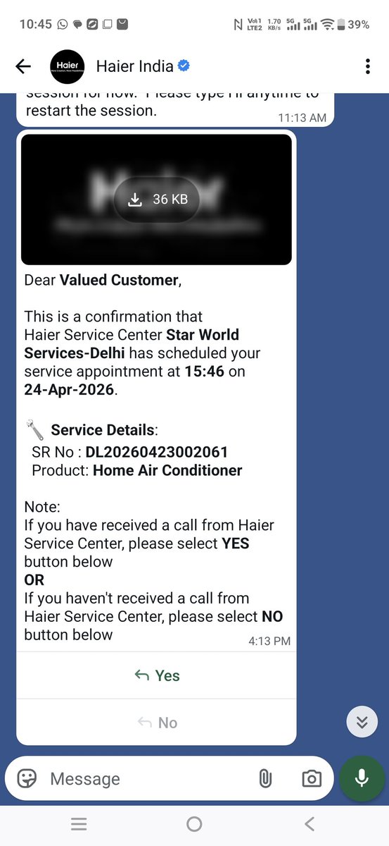 mukesh_ept's tweet photo. @IndiaHaier @HaierIndia Paid for AC, not for harassment. No installation, no response. Fix this immediately. https://t.co/ei7BtnImrN