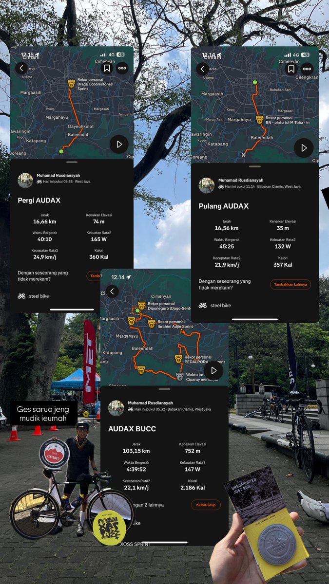 agathadhorus's tweet photo. Fin AUDAX Bandung Ultra cycling Challenge 🥳

Alhamdulillah finish strong walaupun cuaca panasnye panas bangett 🥵🔥 https://t.co/cT4VY4TtYE