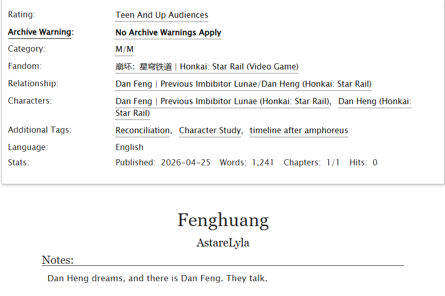 AstareLyla's tweet photo. #Dancest Dan Feng x Dan Heng

In short, they're talking about things, and Dan Heng tries to understand Dan Feng better.

Link: https://t.co/KM2DVEfZRC https://t.co/fbFtehs0Cp