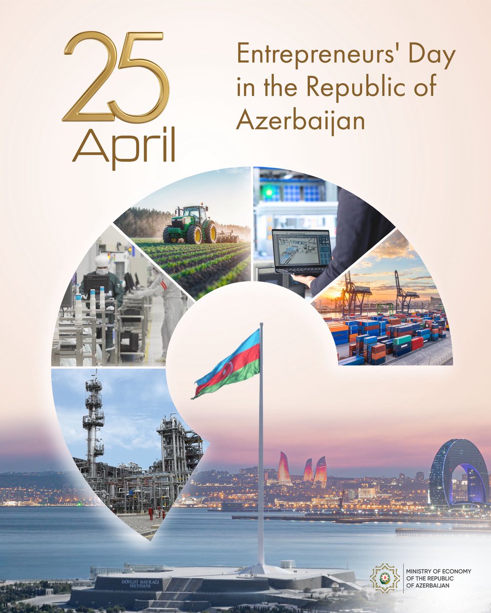 MikayilJabbarov's tweet image. Entrepreneurs play a vital role in driving the socio-#economic development of our country and strengthening its standing in the global #business arena. 

Creating a favorable business climate and supporting entrepreneurs remain among our top priorities. On the occasion of