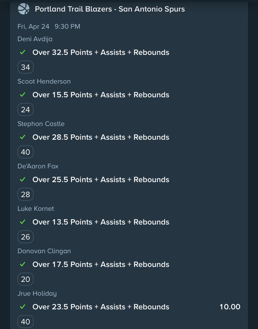 I picked 17 different players for PRA and I hit every single one of them 

🐐