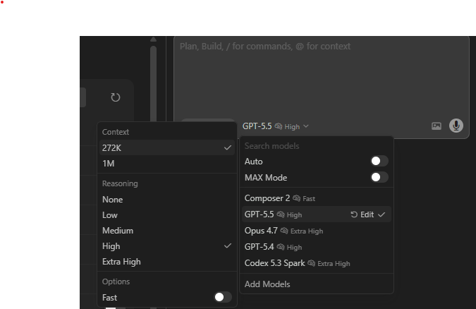 Bubbles_877's tweet photo. @cursor_ai

#Cursor を Update してから GPT-5.x の Reasoning が Medium 固定になったとガッカリしてたら
GitHub Copilot みたいにその場で変更できる UI に変わってた

使い易くなってむしろ👍だった (前の大量のモデル一覧がカオス😂) https://t.co/lnbY0myNh5