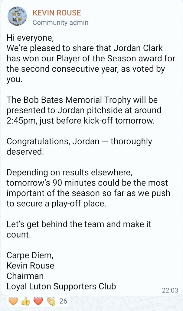 Loyal Luton Supporters’ Club tweet media