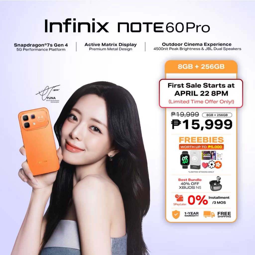 NEW RELEASE — infinix note 60 pro
advertised by itzy yuna

🖇️ s.shopee.ph/6VKCNrKE8X