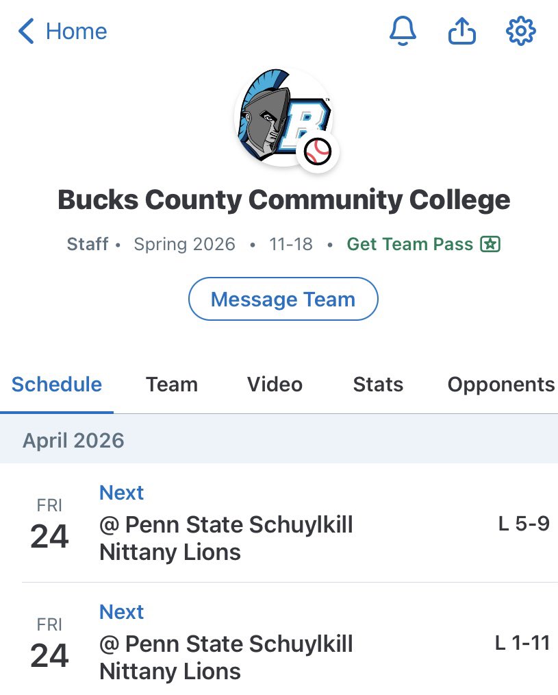 bucksccbaseball's tweet photo. Disappointing day. First college home run for Bobby Brant! #longblueline #centurionsonthemarch https://t.co/6saytuctFb