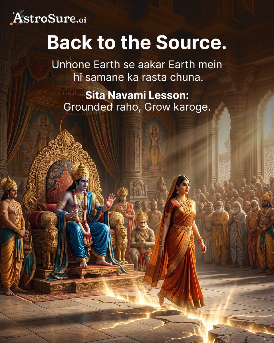 Astrosureai's tweet image. Sita Maa wasn’t just a “princess”—she’s the true embodiment of Prithvi Tattva 🌍 Born from the earth, and returned to it… a symbol of strength, grace &amp;amp; divinity 🔱
#SitaNavami #IndianFestivals