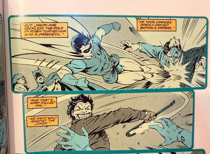wtf is chuck dixon's problem with jaybin? Reducing jason's motivation and intention to simple recklessness, "openly defied batman's orders" as if he was the only robin who did that, writing his origin story as if batman simply wanted a wilder robin for experiment, he piss me off 