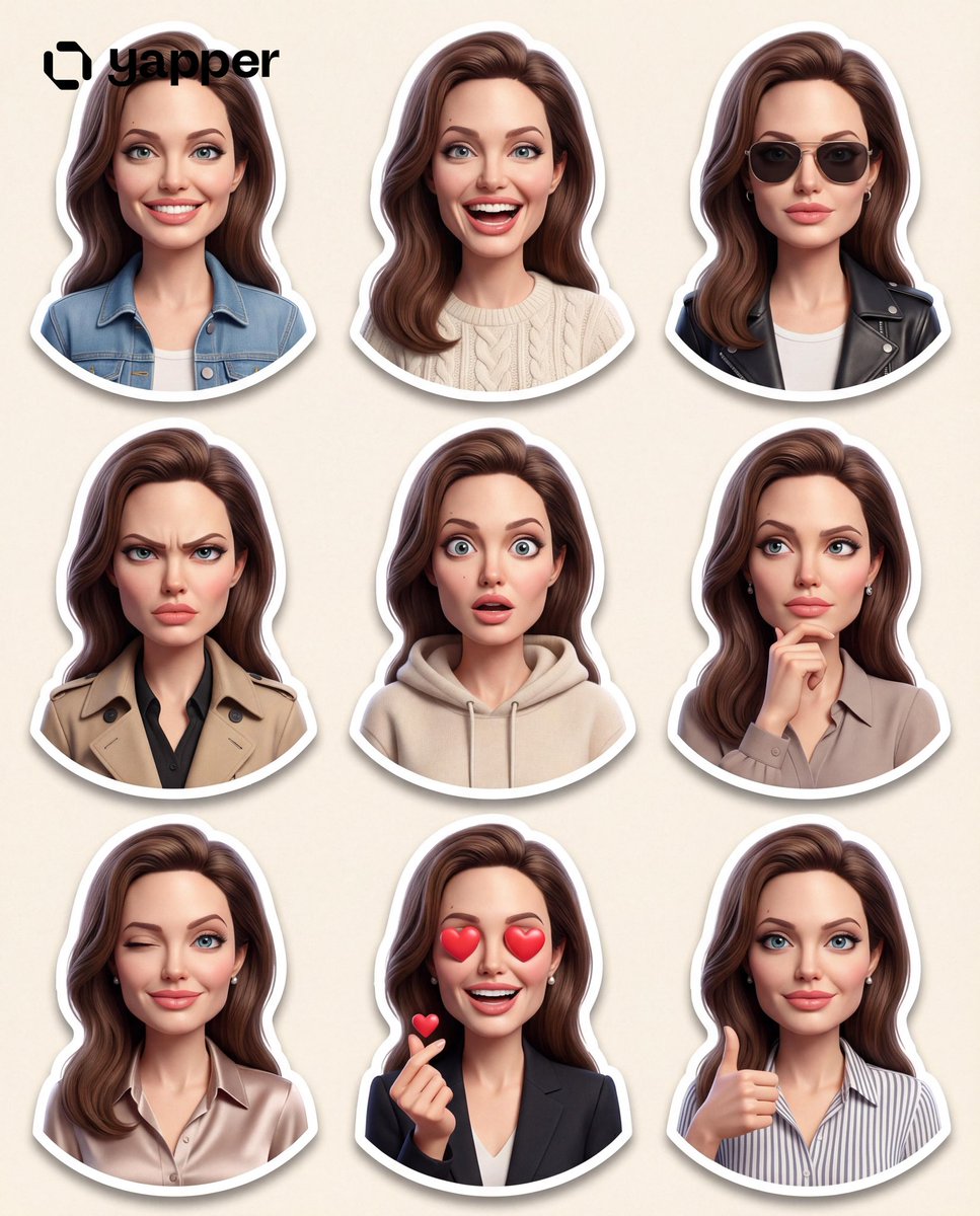 Made with Chatgpt 2 on Imagine Art 

Prompt:
Create a premium Pixar-style 3D character sticker set that is clearly recognizable as the same person. Use the uploaded image as the ONLY facial reference.
Output Requirements:
3×3 grid layout (9 stickers total)
Final aspect ratio: 4:5