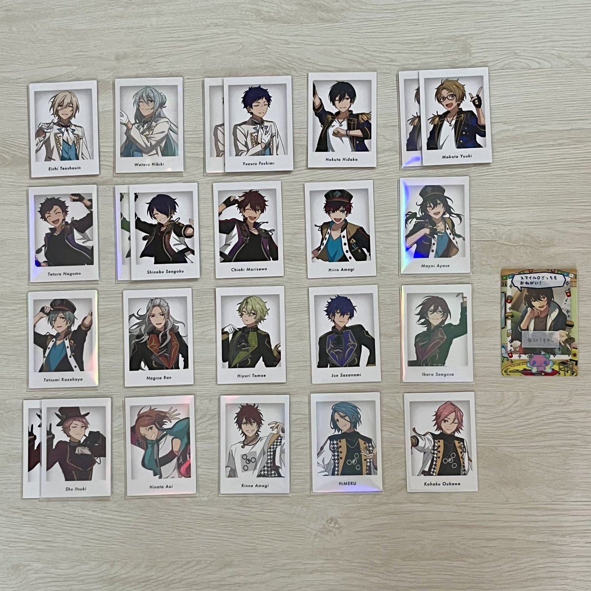 sr1qu_'s tweet photo. 【交換】あんスタ 10周年 展示会 特典 ぱしゃっつ

譲 英智 渉 弓弦 北斗 真 鉄虎 千秋 忍 一彩 マヨイ 凪砂 日和 ジュン  茨 宗  ひなた 燐音 HiMERU こはく 零 晃牙 アドニス なずな 光 敬人 颯馬 維吹 チトセ 泉 嵐 夏目 つむぎ 宙 カンナ ライカ

求 凛月 (周年 ＞ 特典)

⬇️続きます https://t.co/mIQTJm3y0h