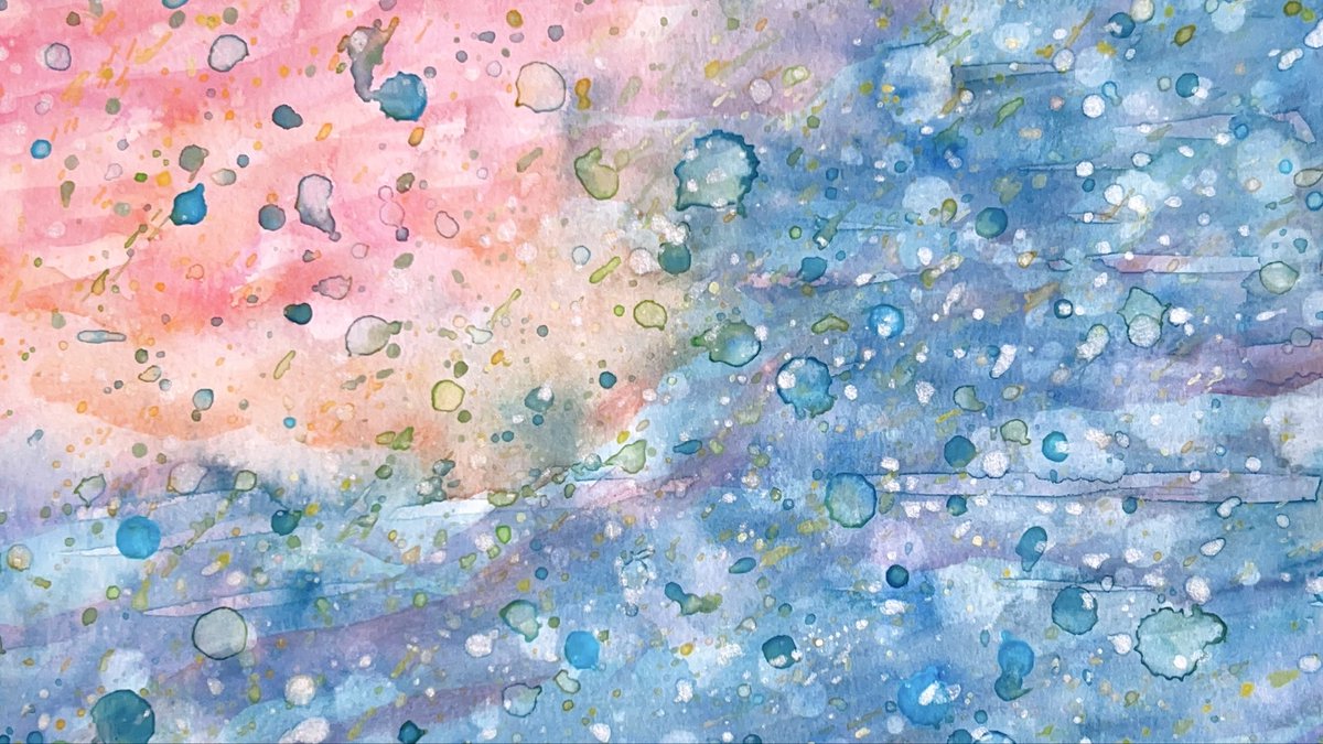🔵🔹🫧🌸✿.｡・*⚪︎🔵 #透明水彩 #抽象画 #art #アナログ