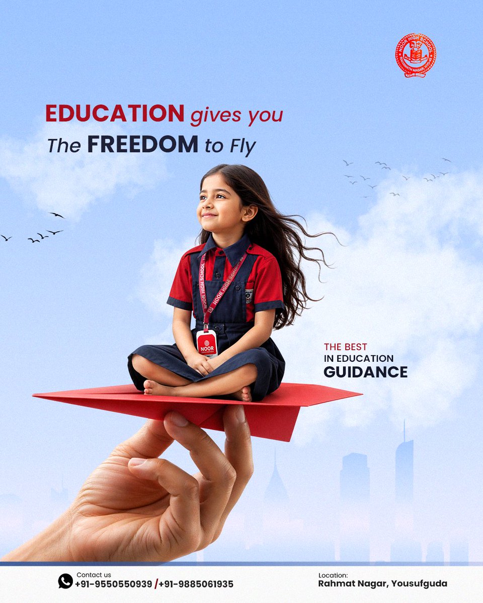 noorhighschools's tweet image. EDUCATION GIVES THE FREEDOM TO FLY.
Give your child the right start with activity-based learning at Noor High School. Choosing the right school makes all the difference.

Admissions open
Get 10% fee discount till April end
#Admissions #ChooseTheRightSchool #ActivityBasedLearning