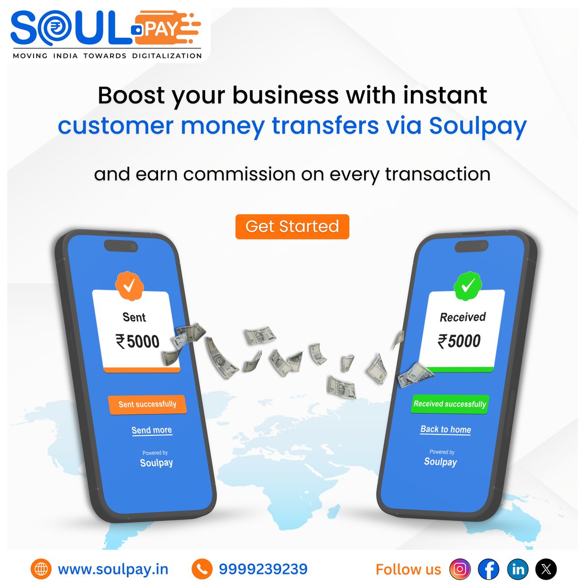 Soulpay_'s tweet image. Boost your business and earn extra income! 💸 Offer instant customer money transfers at your store with Soulpay and get guaranteed commissions on every single transaction. Fast, secure, and highly rewarding! 

#Soulpay #MoneyTransfer #Fintech #DigitalIndia #BusinessGrowth
