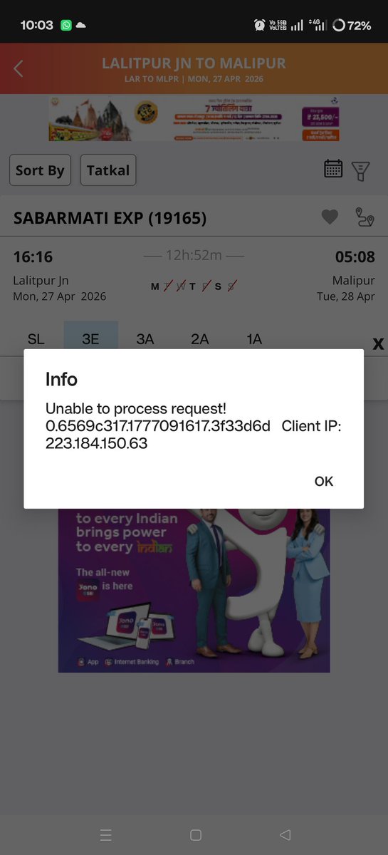 Chandel199's tweet photo. @irctc_app @irctc_app @RailwaySeva @Central_Railway @irctc_app @AshwiniVaishnaw "Sir, the IRCTC application gets hacked (or manipulated) at 10:00 AM or 11:00AM, due to which Tatkal tickets cannot be booked. Why is IRCTC not providing a solution for this?" https://t.co/P9fNabjFCM
