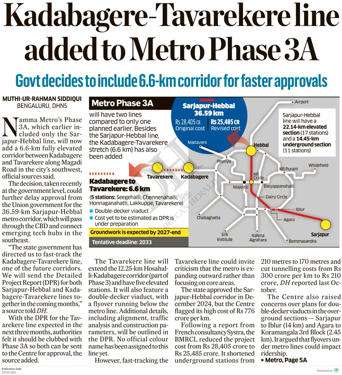 ever_pessimist's tweet image. #BengaluruMetro Ph3A update

Sarjapur-Hebbal DPR revised; GoI's queries over cost/double-decker addressed.

Kadabagere-Tavarekere (6.6km) added to Ph3A; DPR by June.

Double-decker line with 5 stations—Seegehalli, Chennenahalli, Honnaganahatti, Lakkuppe &amp;amp; Tavarekere

@WF_Watcher