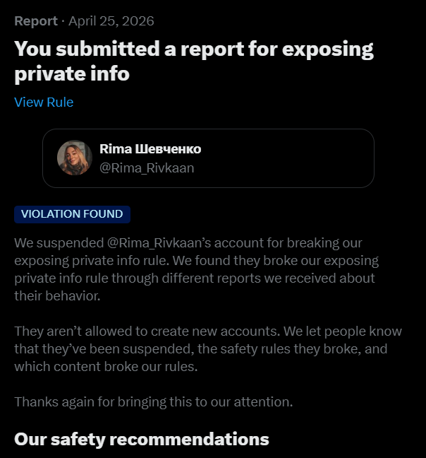 Scammer_Joker's tweet image. The account @Rima_Rivkaan is still active after People getting Account Suspended Notifications. 
Lets have another round of reporting. 
x.com/i/user/26853061
#scammer