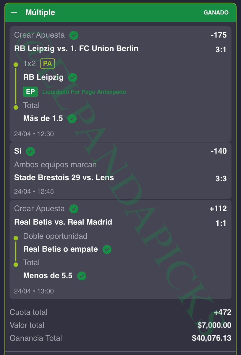 ElPandaPicks's tweet photo. Sinceramente creo que no hay alguien que haya echo tantas locuras como yo en tan solo 2 años…

Solamente HOY pegue 3 Parlays +1035✅ +472✅ +261✅
Más de $100,000 Pesos Ganados 💰💰💰

En 10 Días he Cobrado 11 Parlays ✅ , Necesito sentarme y revisar cuánto he ganado en estos últimos días; de verdad es una locura lo que he logrado. Hoy me dio mucha nostalgia, porque he ayudado a ganar a mucha gente, como lo hice hoy. Ese parlay que les compartí lo metió mucha gente… y ganaron.

Gracias a Todos los que se la pasan apoyando 🐼❤️

Voy a Regalar $12,000 Pesos 🎁💸 entre los Likes ❤️y Rt’s 🔄 de este Post‼️