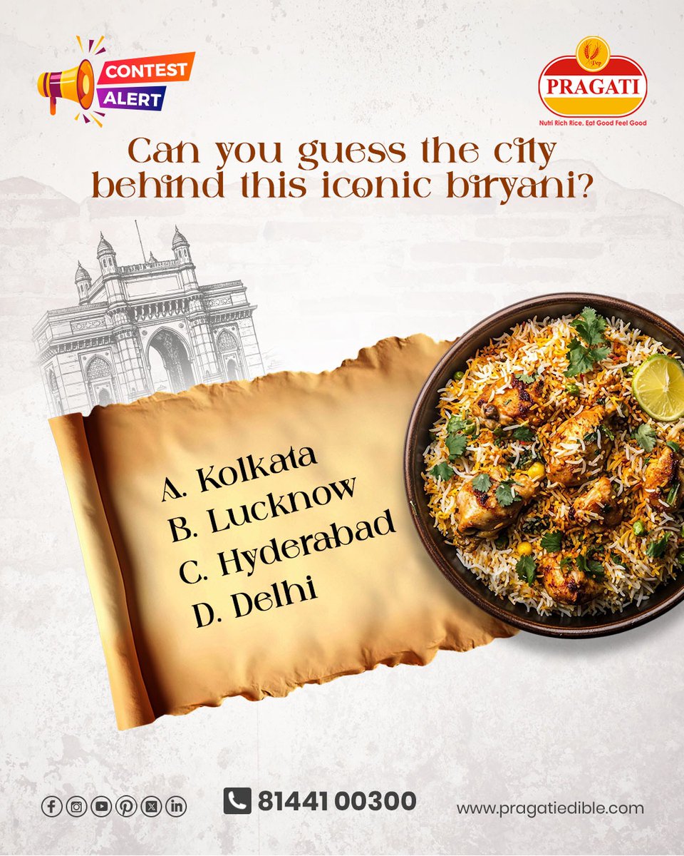 PragatiEdibles's tweet image. #ContestAlert 𝐆𝐮𝐞𝐬𝐬 𝐓𝐡𝐞 𝐂𝐢𝐭𝐲 &amp;amp; Stand a Chance to 𝐖𝐢𝐧 𝐀𝐦𝐚𝐳𝐢𝐧𝐠 𝐏𝐫𝐢𝐳𝐞𝐬! 

🟢 Like, Share &amp;amp; Comment 
🟡 Tag 3 friends 
🔵 Review: bit.ly/4nq1JN0
🔔 Subscribe: youtube.com/@pragatiedible
.
.
#Pragati #Rice #NutriRichRice #GuessAndWin #ContestGiveaway
