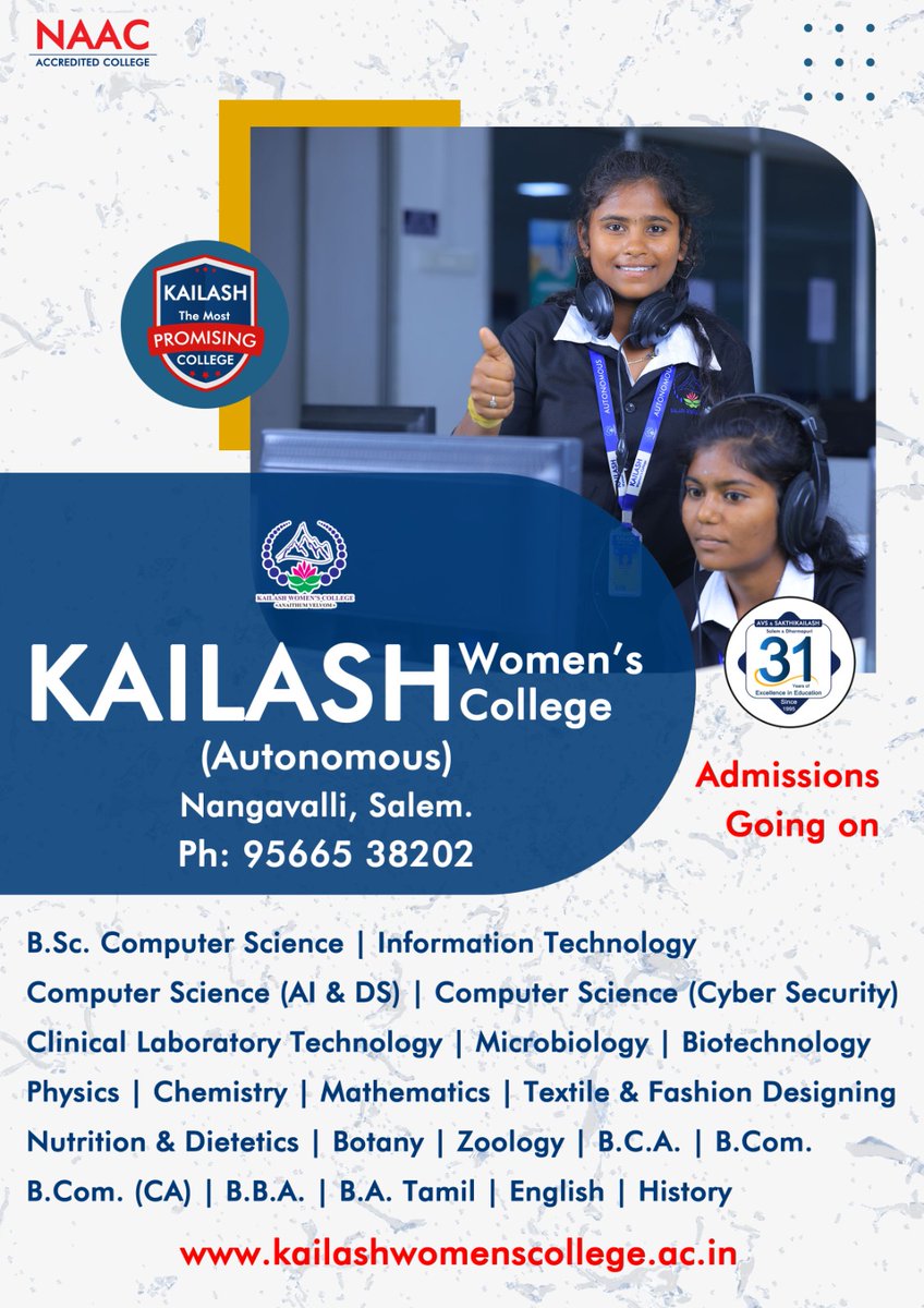 KwcSalem's tweet image. #happylearning #KailashWomensCollege #Admissions2026
#experiencekailash❤️
