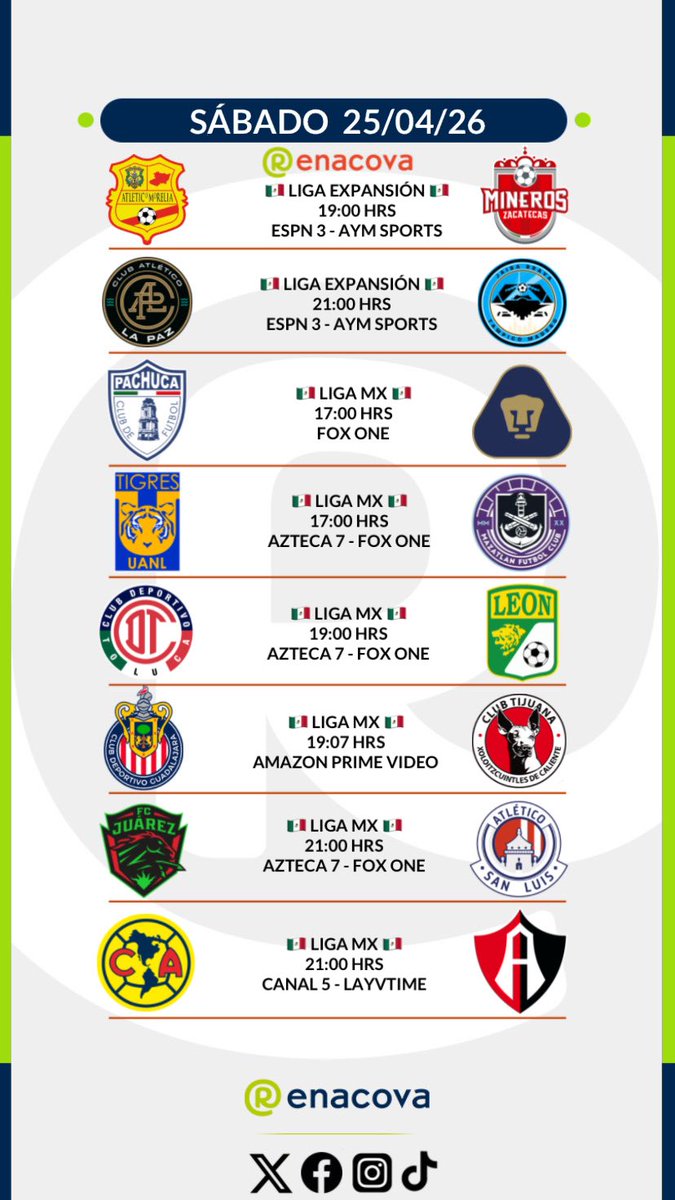 renacova's tweet photo. #AgendaRenacova ⚽️

25 de Abril, 2026

LIKE ♥️ y RT 🔁, es gratis. https://t.co/lRe65amrnK