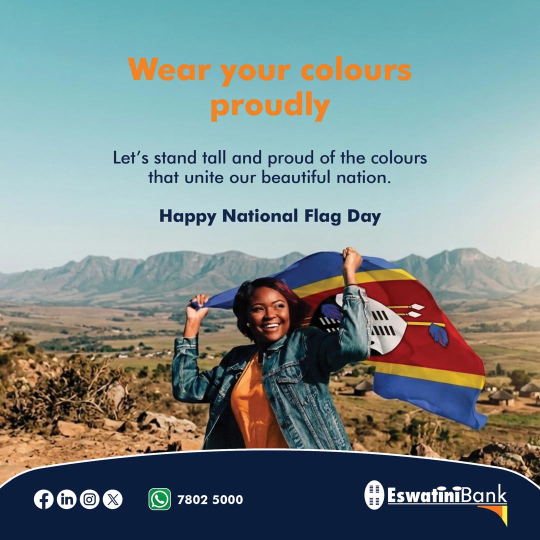 EswatiniB's tweet image. A symbol of unity. A mark of pride. 🇸🇿
Today we celebrate the colours that tell our story.
Happy National Flag Day!
#EswatiniBank #LibhangeLesive #NationalPride #Eswatini #FlagDay