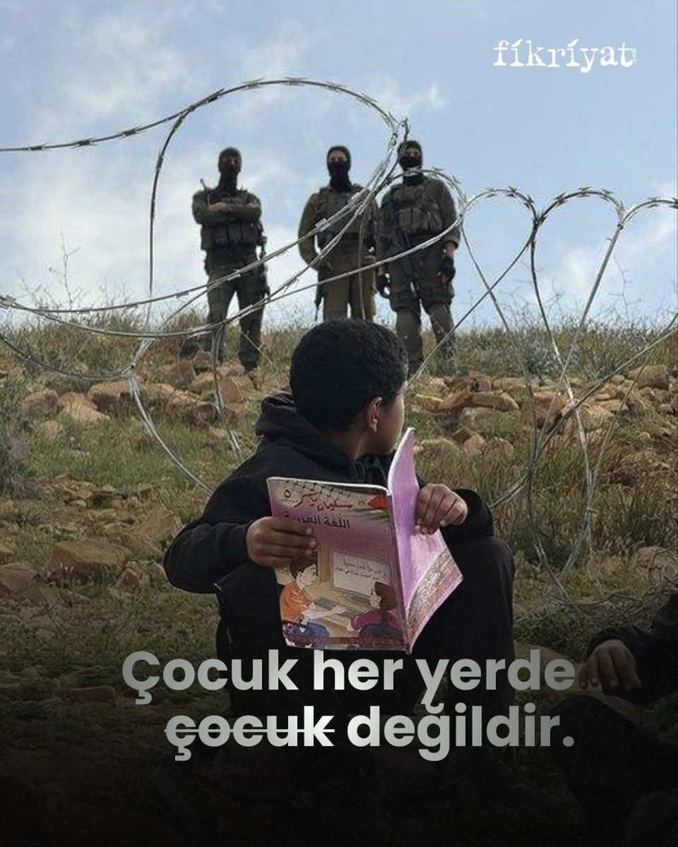 Çocukların göz göre göre öldüğü bir dünyada, susmak da suçtur…
Gazze’de çocuk olmak; korkuyla büyümek demek.
Vicdanı olan herkes için tek çağrı:
FİLİSTİN İÇİN DİREN ! 🇵🇸