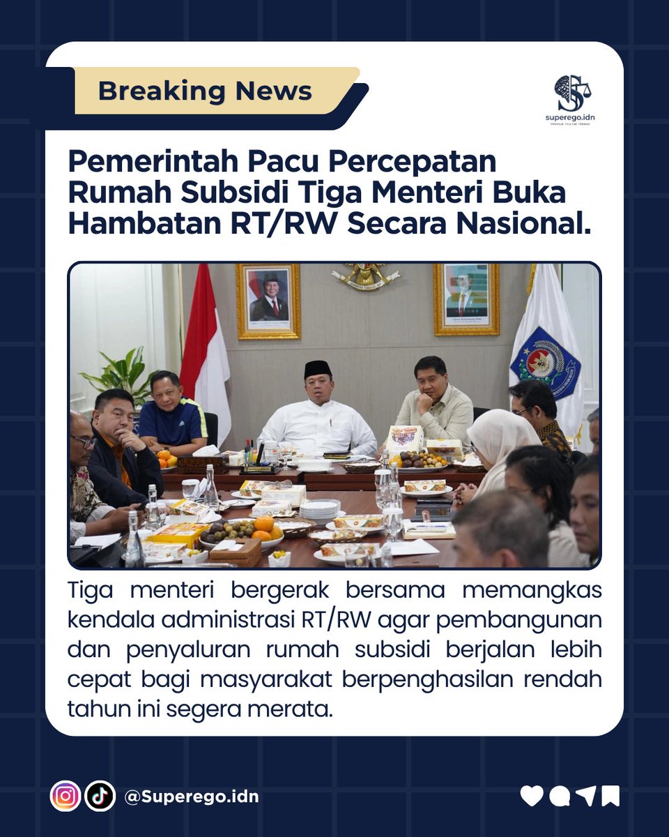 dijalan_sunyi's tweet photo. Kolaborasi tiga menteri Kementerian Perumahan dan Kawasan Permukiman (PKP), Kementerian Agraria dan Tata Ruang/BPN, dan Kementerian Dalam Negeri difokuskan untuk mengurai hambatan Rencana Tata Ruang Wilayah (RTRW) yang selama ini memperlambat proyek rumah subsidi. https://t.co/LQhLAghOdc