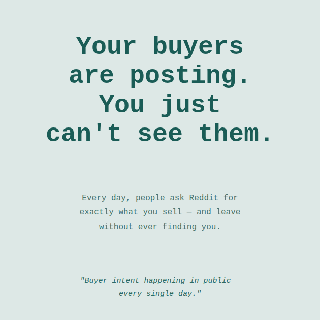 SarmadRafique2's tweet photo. Every day, your potential customers are going on Reddit and asking for exactly what you built.
They're posting publicly, describing their pain, asking for recommendations, ready to buy.
But without the right tool, you'll never see them.
That's why we built Velentra. https://t.co/aFelN3exw4