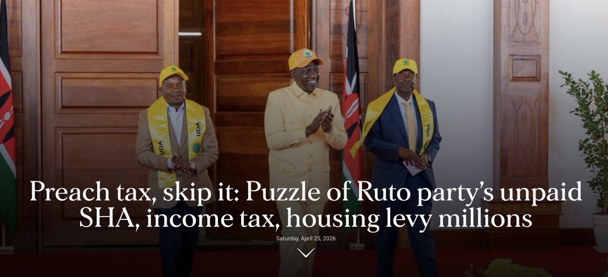 MzalendoWatch's tweet photo. The United Democratic Alliance (UDA) has not remitted tax, national insurer and affordable housing dues from its staff for three years, denting revenue collection and universal healthcare plans by its party leader, President William Ruto.
https://t.co/fVe0lsuDO3 https://t.co/MQfevYfNpF