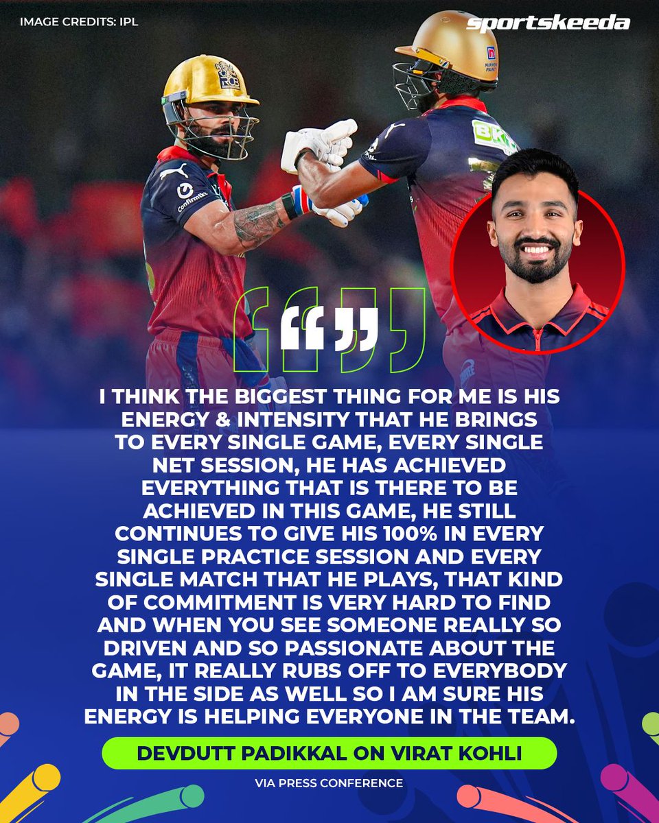 Sportskeeda's tweet image. Devdutt Padikkal reflects on the greatness of Virat Kohli over the years. 🐐😍

#Cricket #Kohli #RCB